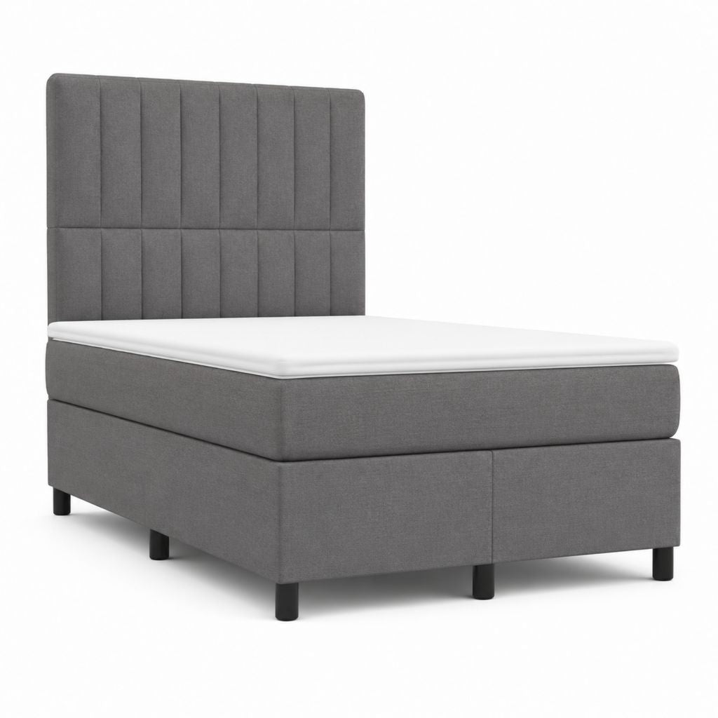 Boxspringbett Grau mit Polyesterbezug und Taschenfederkernmatratze 180 x 200 cm