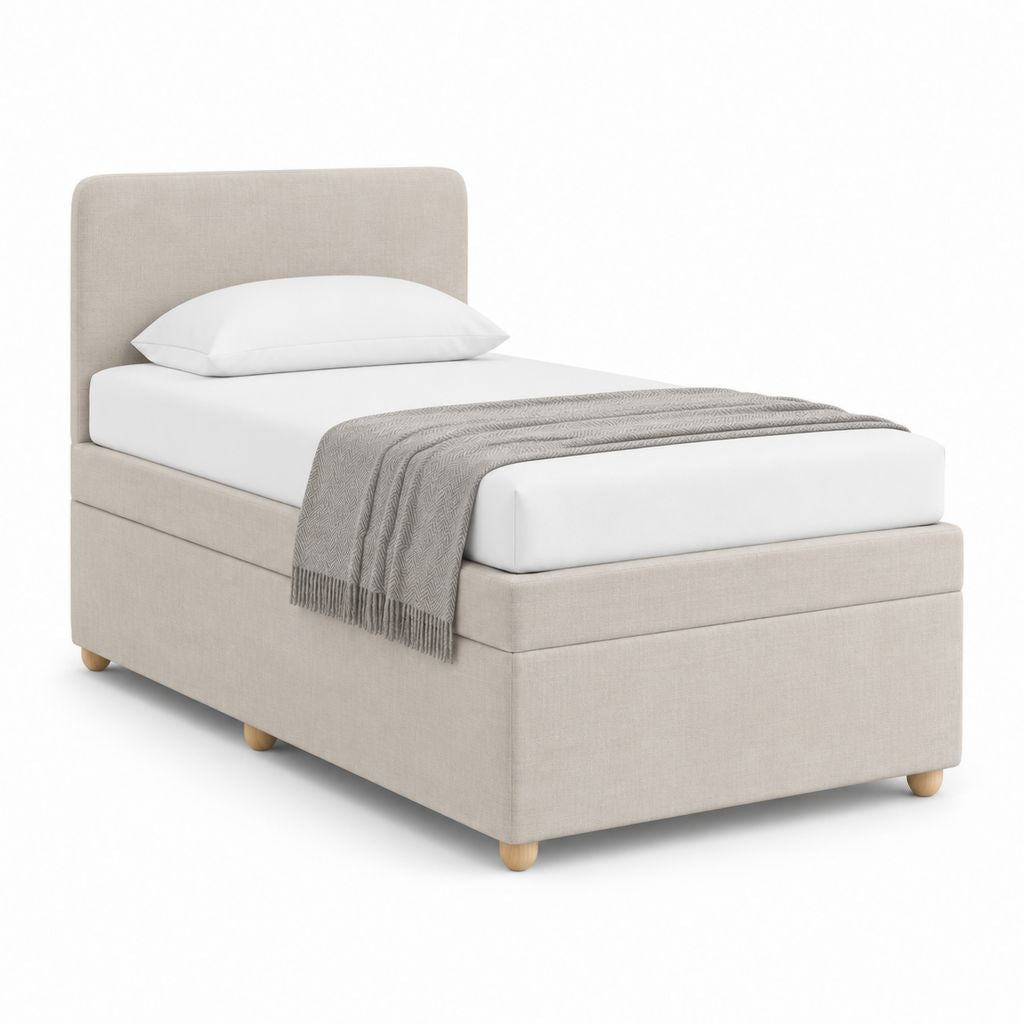 Polsterbett Einzelbett Beige mit Polyesterbezug 90 x 200 cm