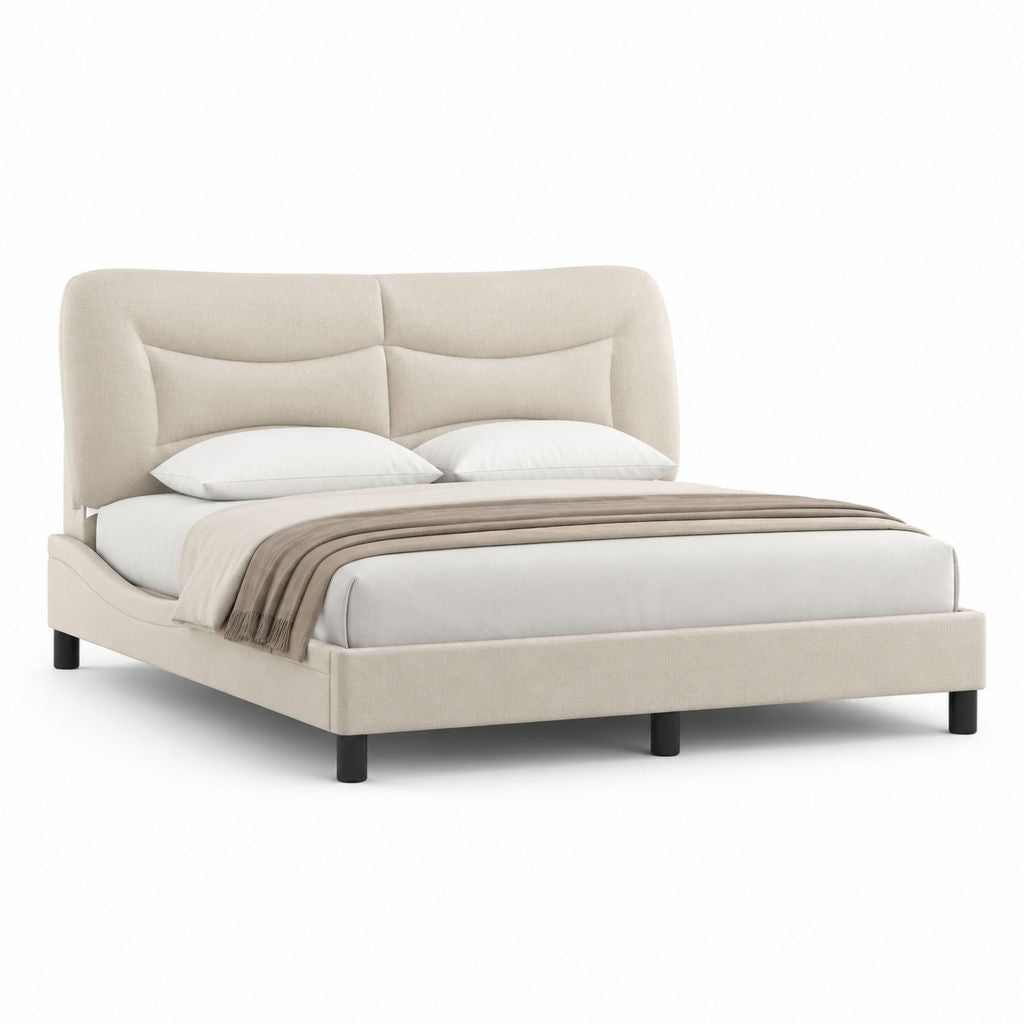 Polsterbett Bettgestell Beige Polyester Rechteckig Liegefläche 180 x 200 cm