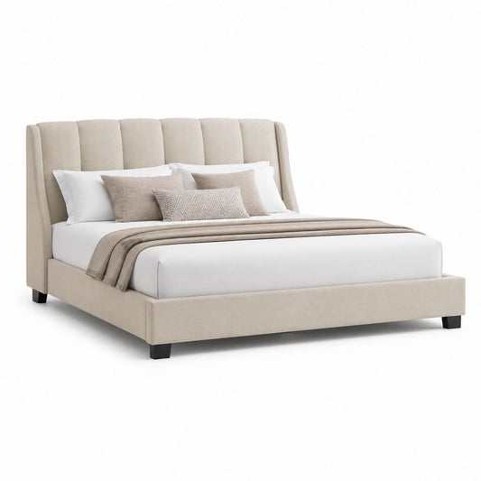 Polsterbett Bettgestell Beige Polyester Rechteckig 160 x 200 cm