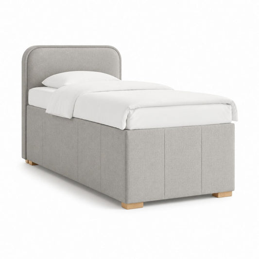 Polsterbett Einzelbett Hellgrau Polyester Rechteckig 90 x 200 cm