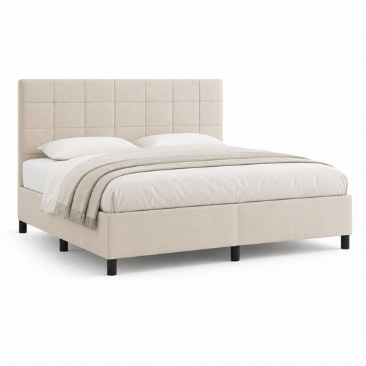 Polsterbett Beige mit Polyesterbezug Rechteckig 160 x 200 cm
