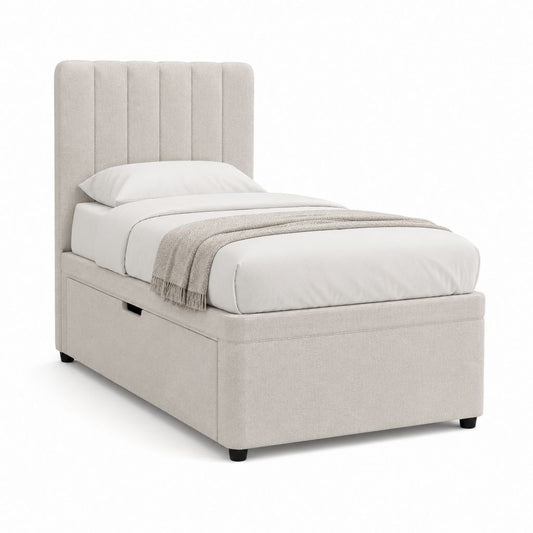 Polsterbett mit Bettkasten Beige Polyester Rechteckig Liegefläche 90 x 200 cm