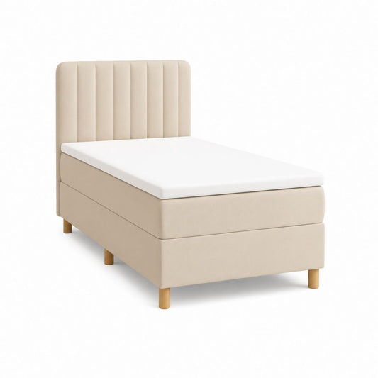 Boxspringbett Beige mit Polyesterbezug und Matratze 90 x 200 cm