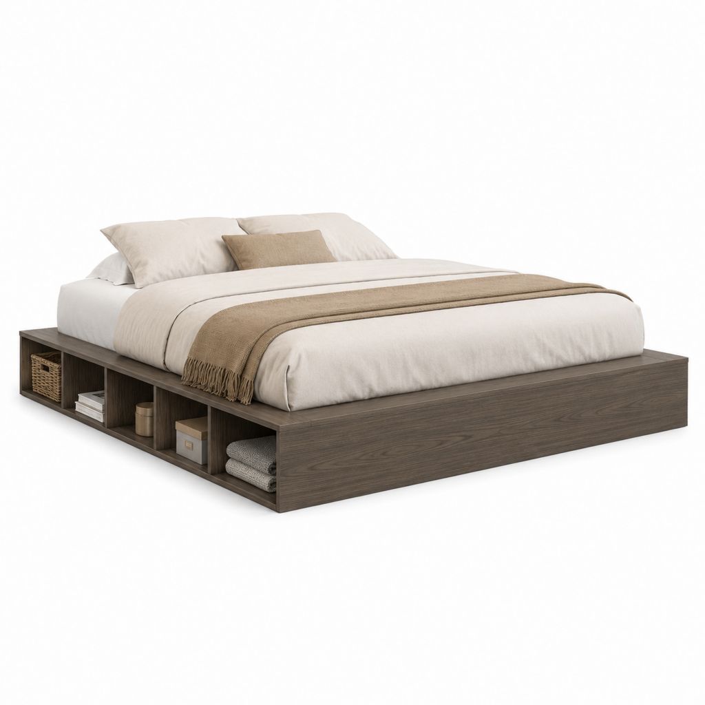Bettgestell mit Stauraum Dunkelbraun Spanplatte rechteckig 180 x 200 cm