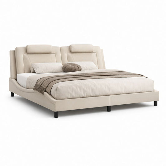 Polsterbett Doppelbett Beige Polyester Rechteckig 180 x 200 cm