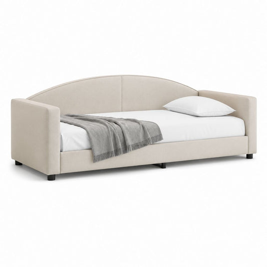 Tagesbett Beige mit Polyesterbezug und gebogener Rückenlehne 90 x 200 cm