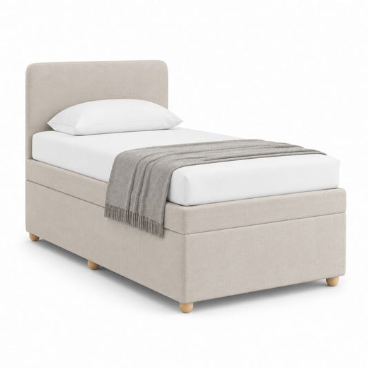 Polsterbett Einzelbett Beige mit Polyesterbezug 90 x 200 cm