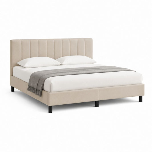 Polsterbett Doppelbett Beige Polyester Rechteckig 160 x 200 cm