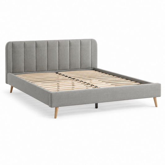 Polsterbett Doppelbett Grau Polyester Rechteckig mit Lattenrost 160 x 200 cm